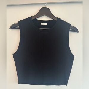 Black Sleeveless Ribbed Top